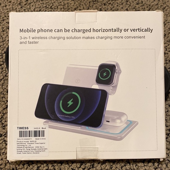 NWT 3-in-1 Wireless Charger (Foldable) for Phone, AirPods and iWatch - Picture 4 of 6